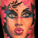 Tattoos - woman with flowers and makeup - 31501